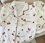 Miss Ponyo Cherry Blossom Short Pajama Set – Cream & Ruby