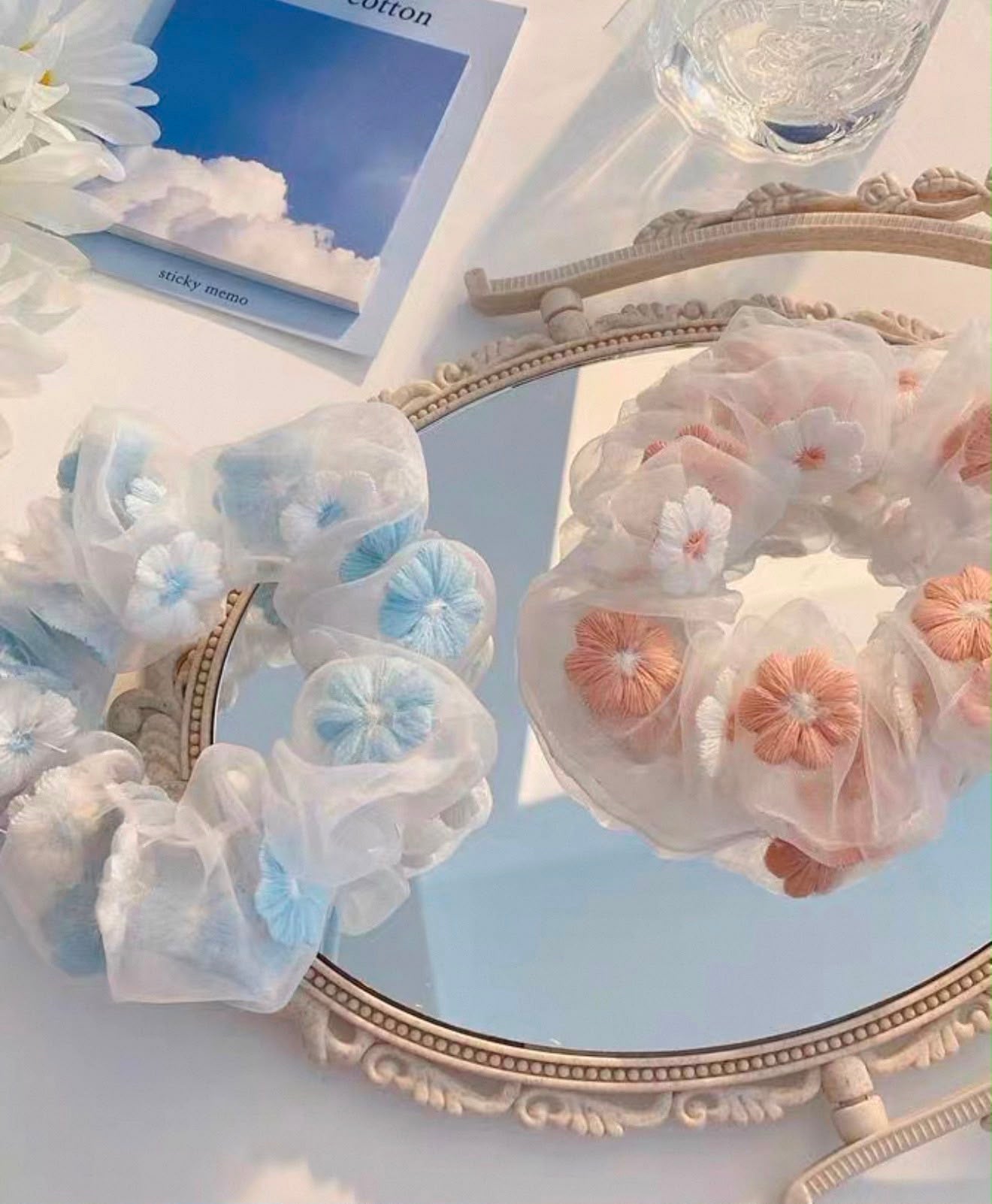 Blush Pink Pearl Bow Scrunchie