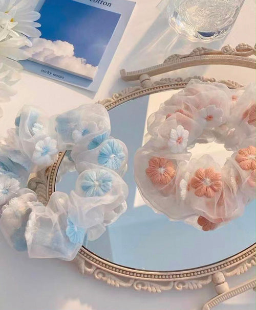 Blush Pink Pearl Bow Scrunchie