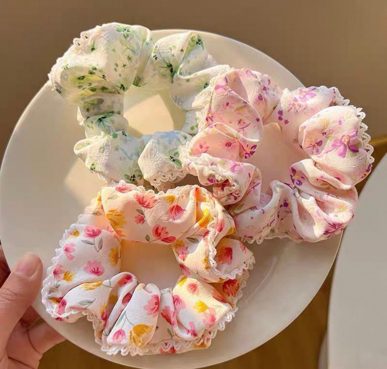 Blush Pink Pearl Bow Scrunchie