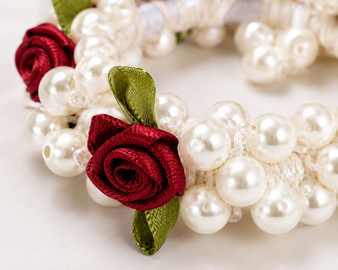 Red Rose Pearl Luxe Hair Tie