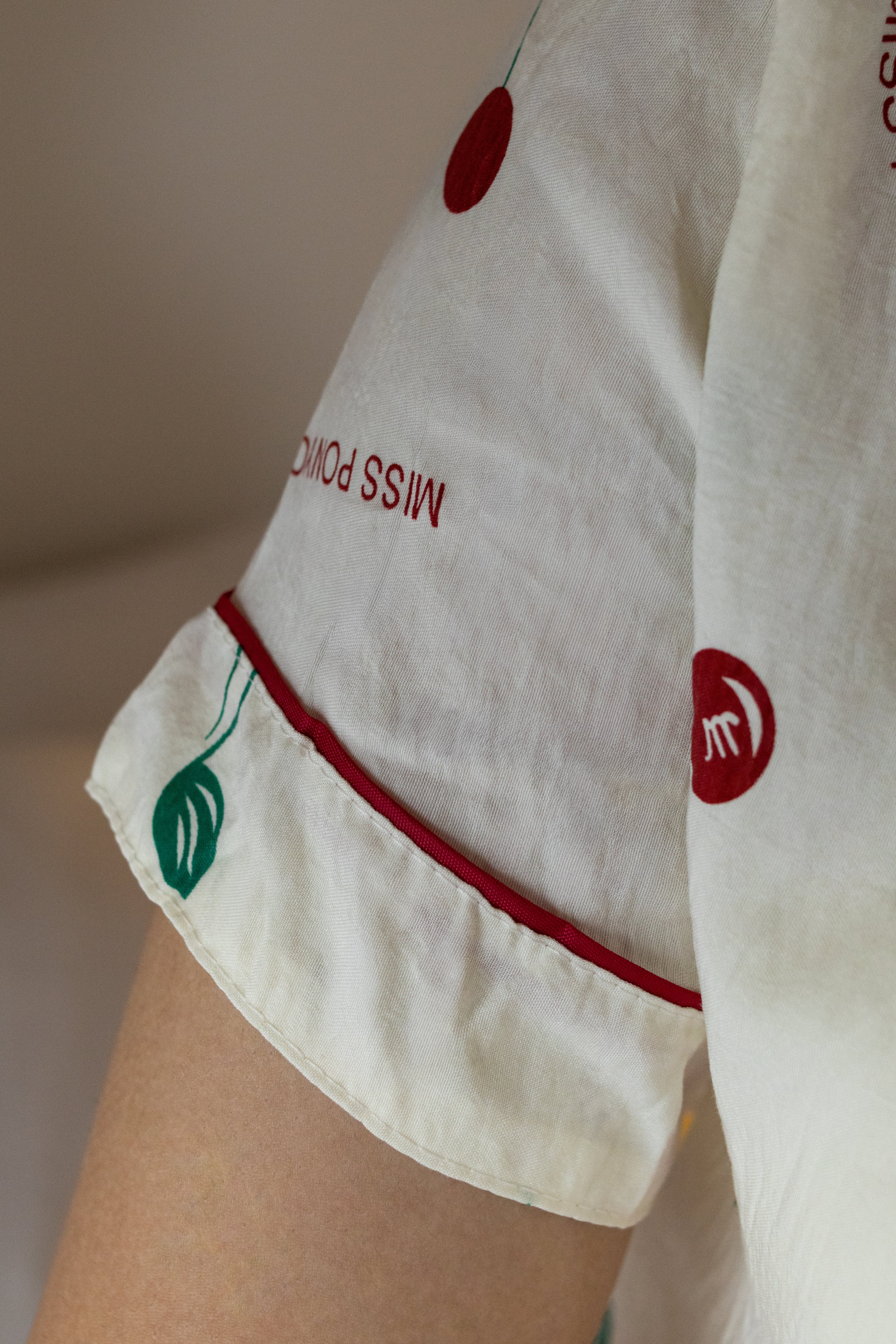Miss Ponyo Cherry Blossom Short Pajama Set – Cream & Ruby