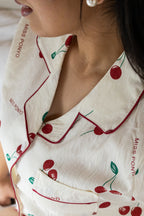 Miss Ponyo Cherry Blossom Short Pajama Set – Cream & Ruby