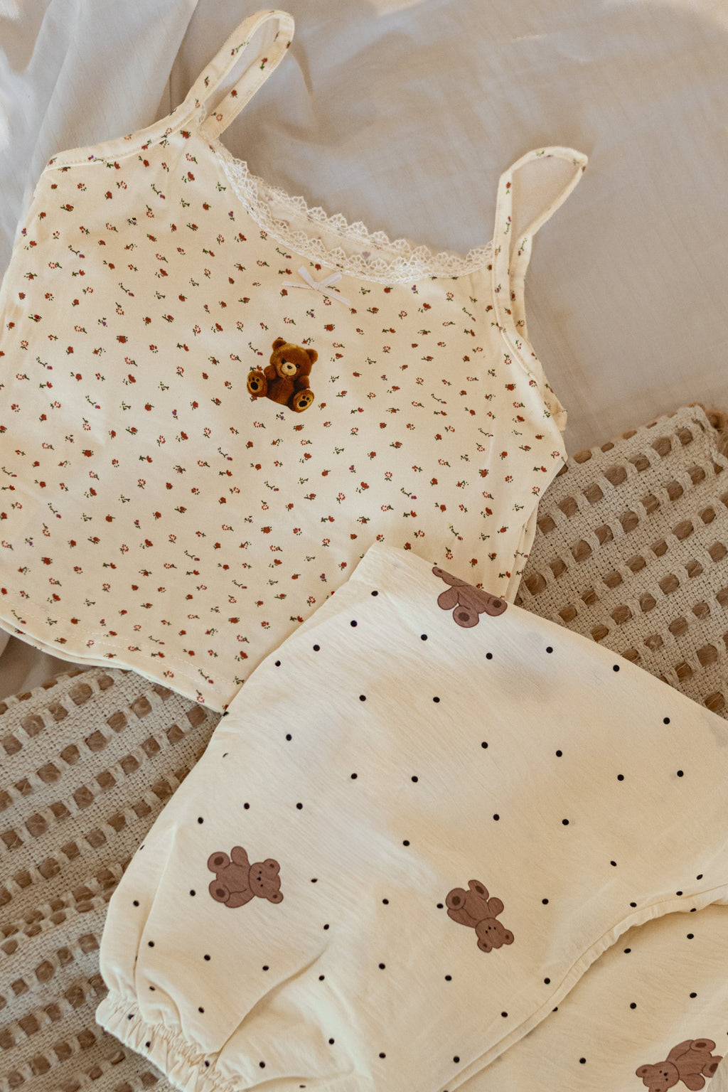 Serenity Stripe & Berry Pajama Set – Sky Blue & Crimson