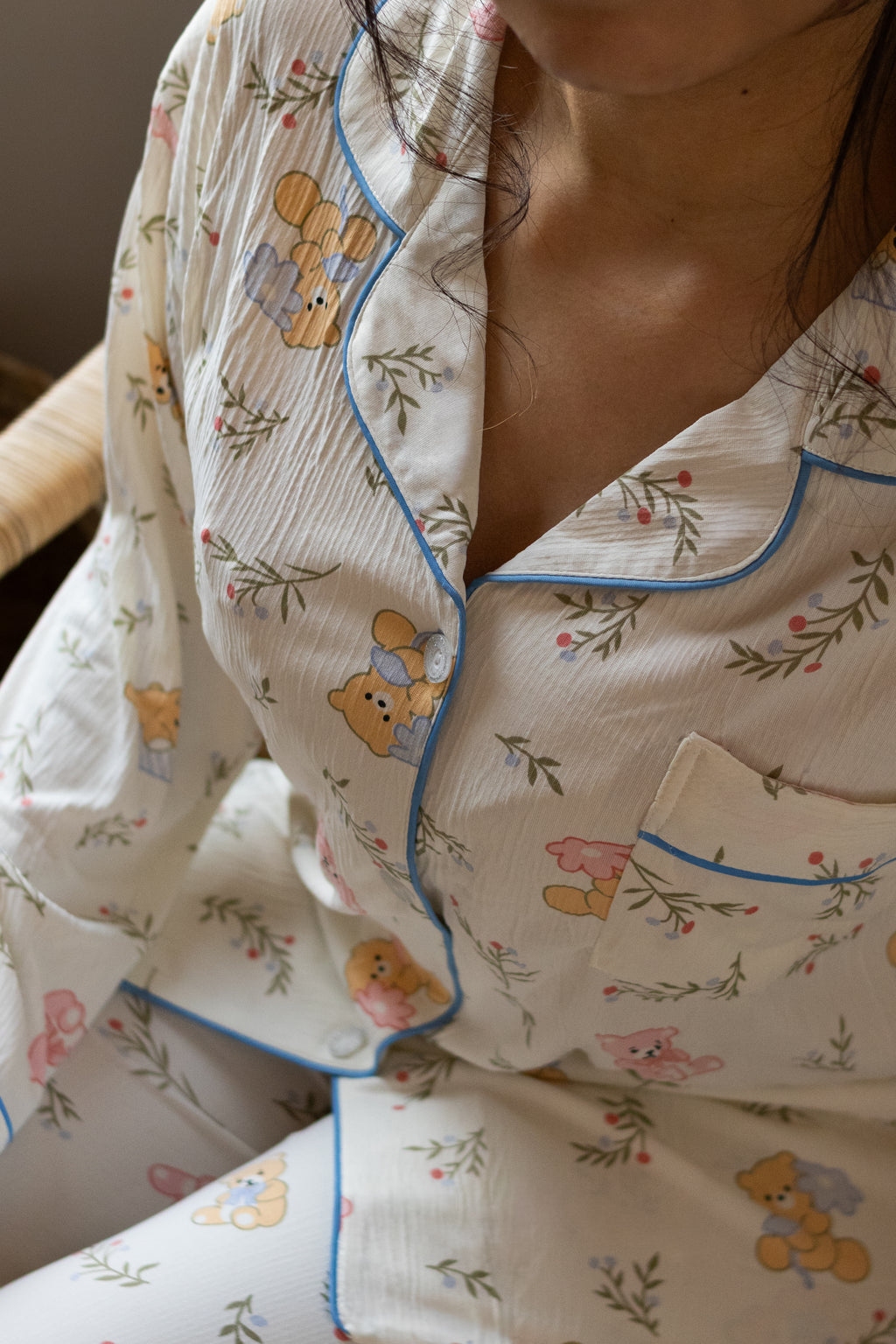Teddy Garden Cotton Pajama Set