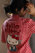 Hello Kitty Classic Gingham Lounge & Sleep Set – Red/White