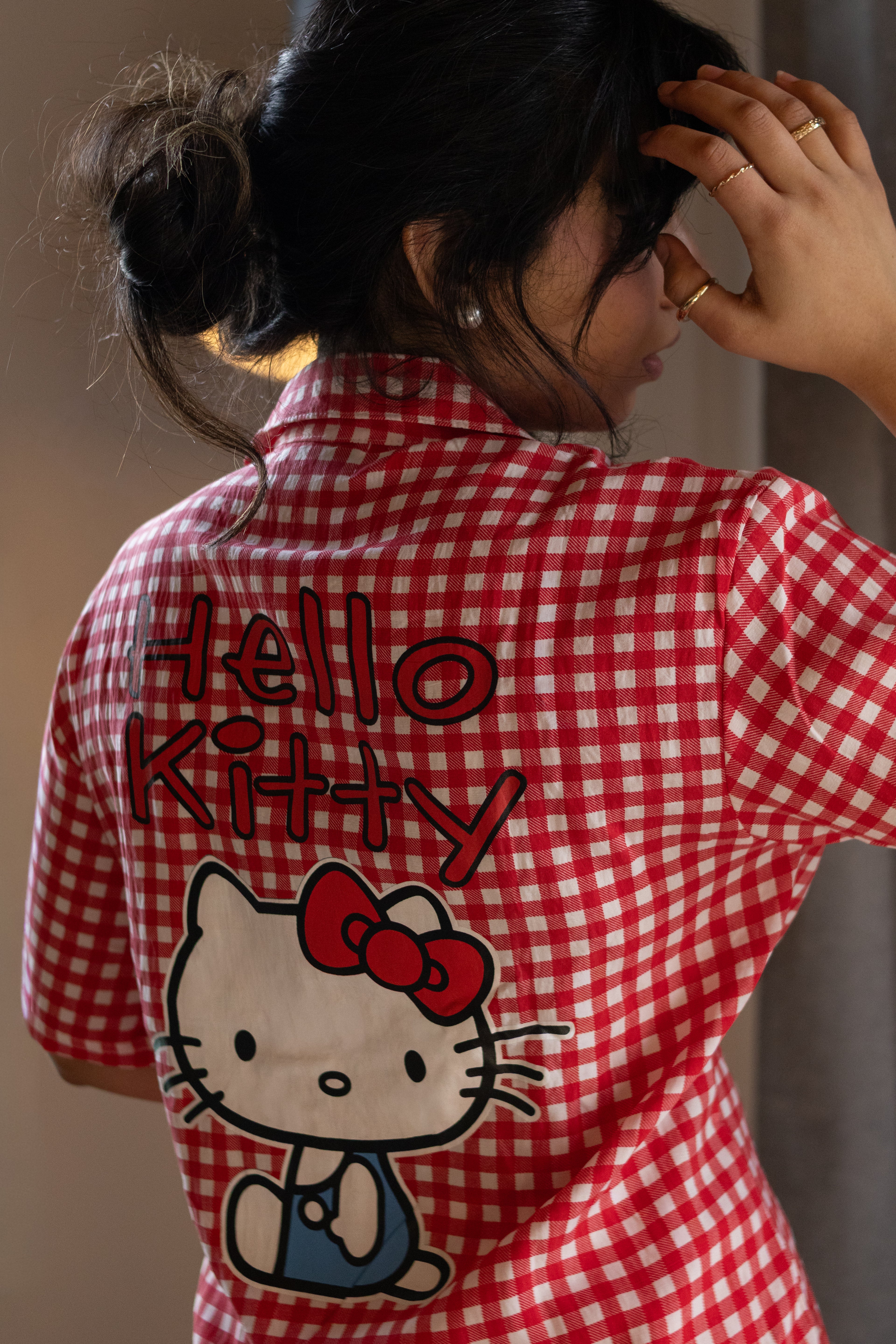 Hello Kitty Classic Gingham Lounge & Sleep Set – Red/White
