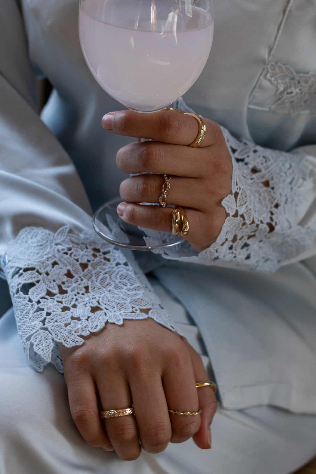 Powder blue Azure Lace Heritage Lounge Set