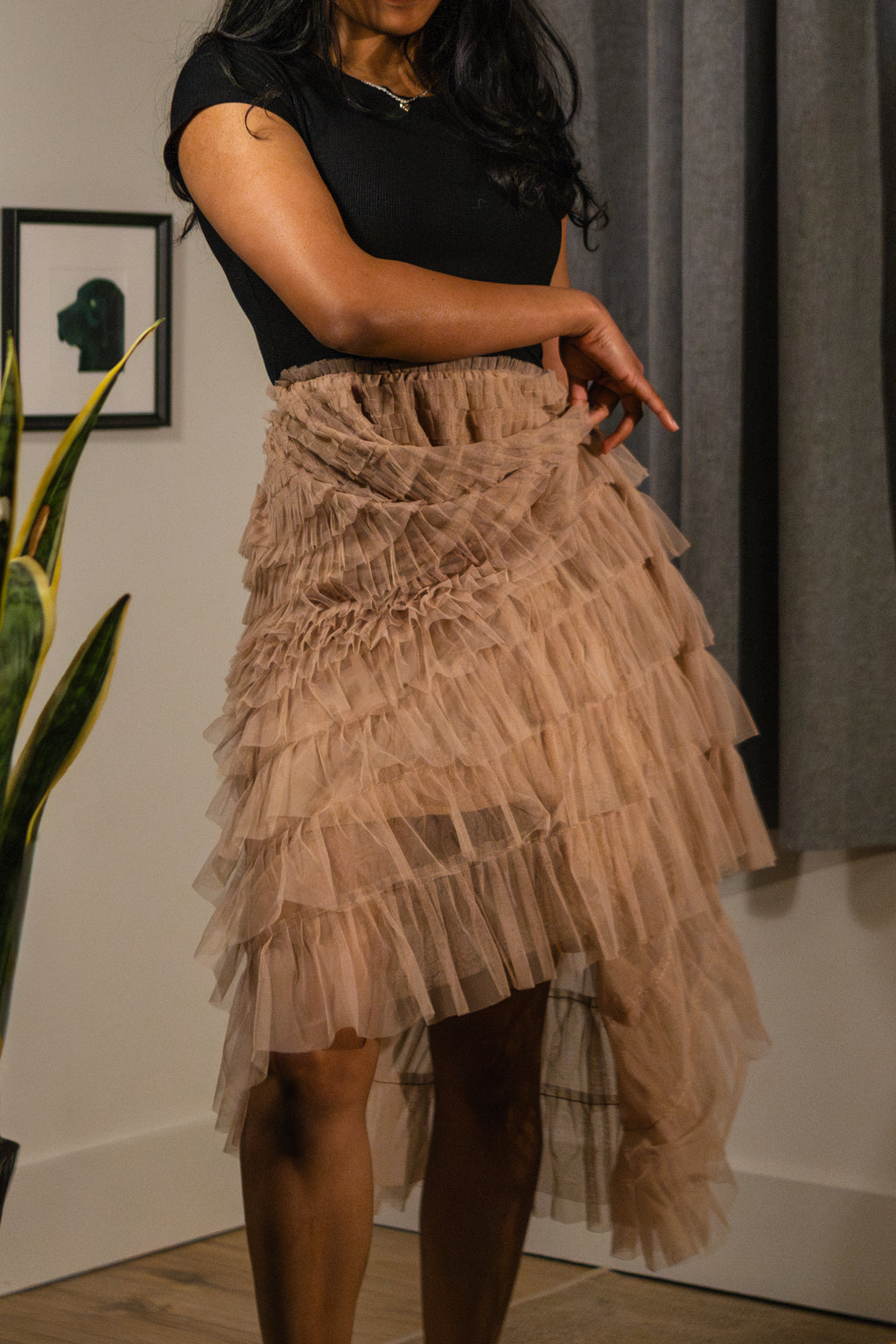 Blush Ruffle Midi Skirt- Luxury Dynasty edit