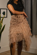 Blush Ruffle Midi Skirt- Luxury Dynasty edit