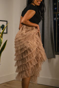 Blush Ruffle Midi Skirt- Luxury Dynasty edit