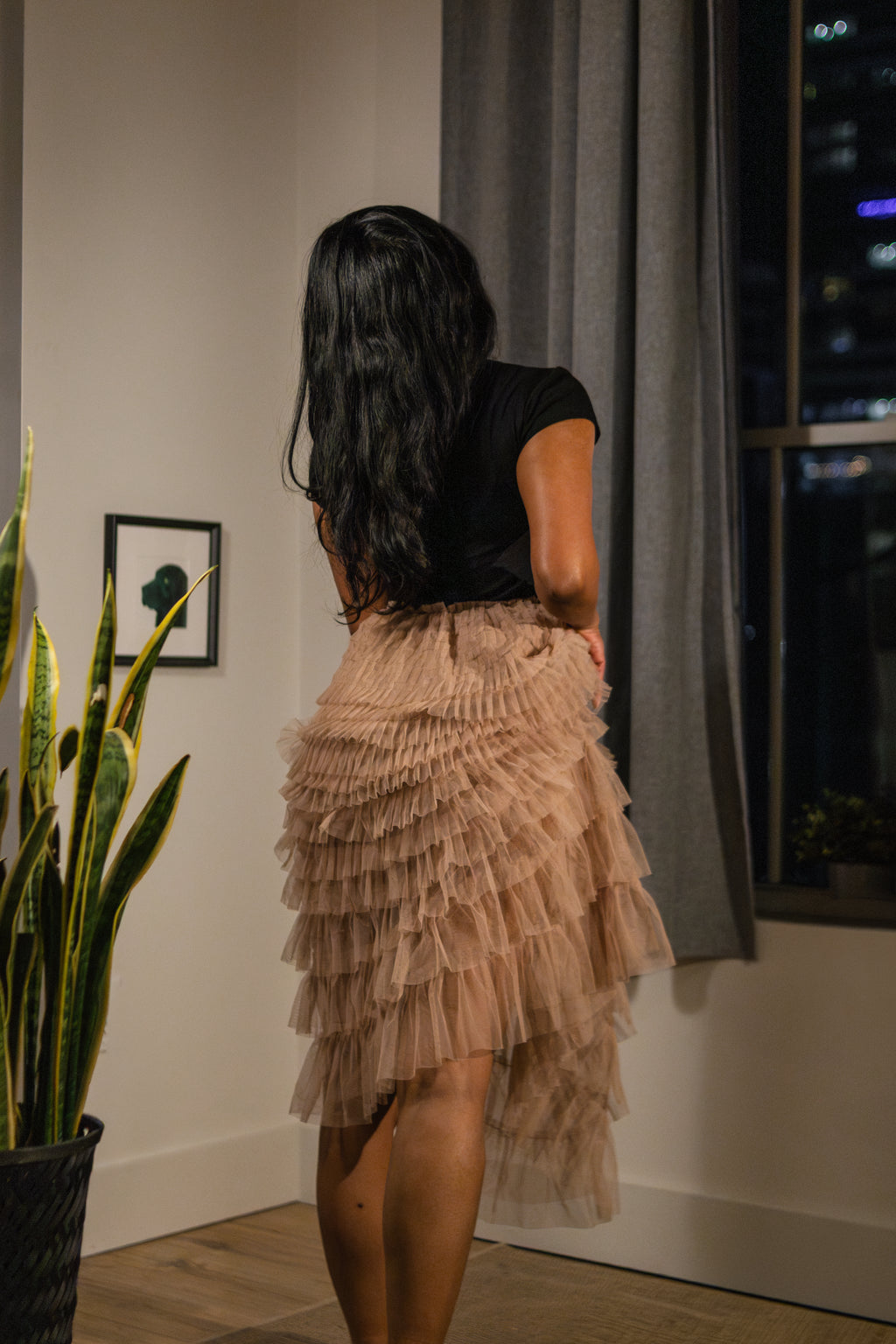 Blush Ruffle Midi Skirt- Luxury Dynasty edit