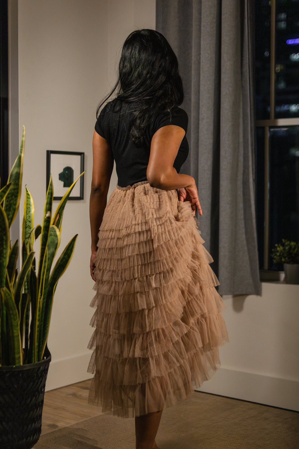 Blush Ruffle Midi Skirt- Luxury Dynasty edit