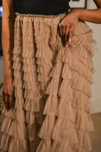 Blush Ruffle Midi Skirt- Luxury Dynasty edit