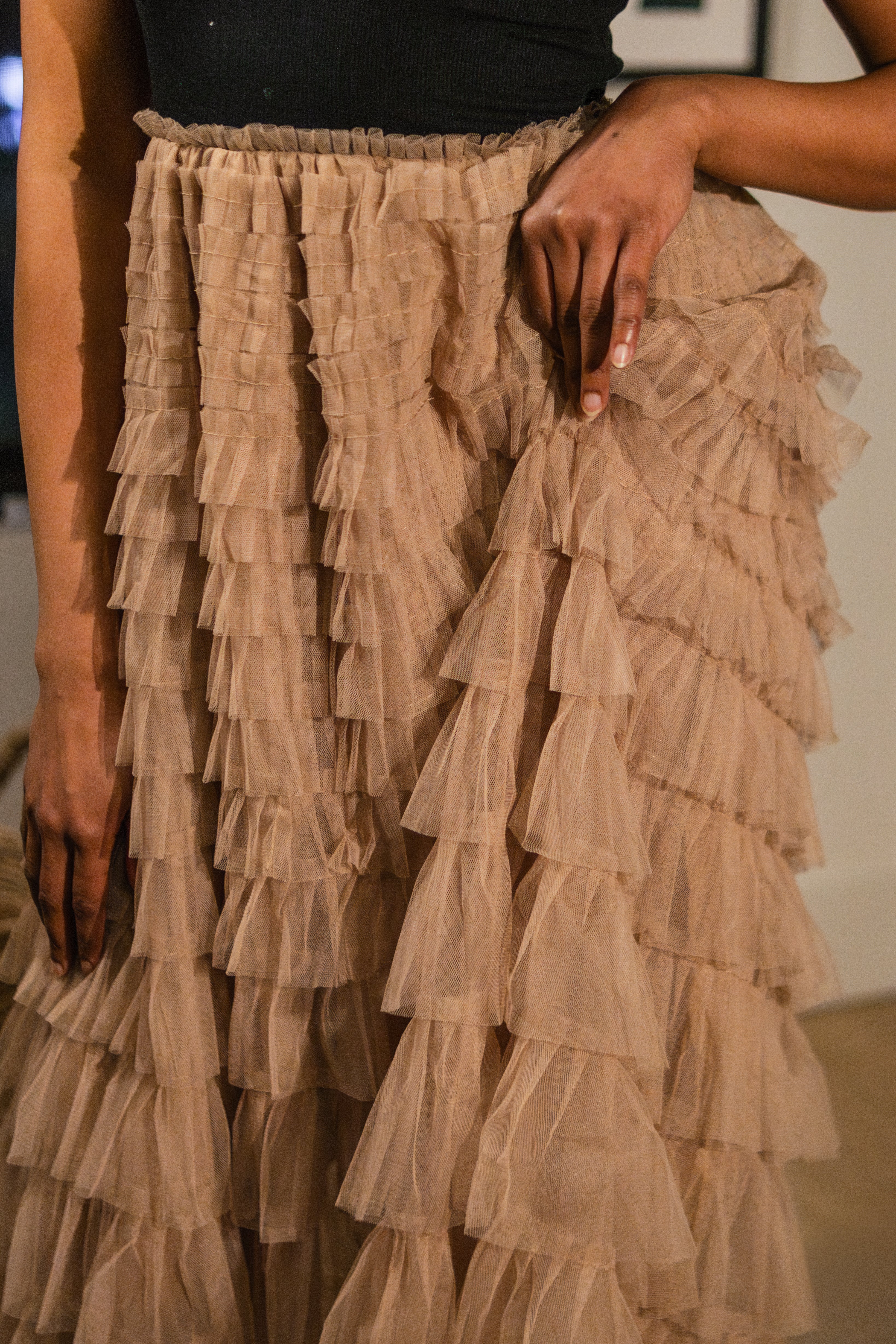 Blush Ruffle Midi Skirt- Luxury Dynasty edit