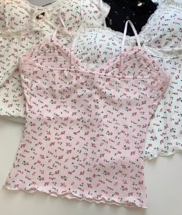 Vintage Lace Blossom Cotton Cami