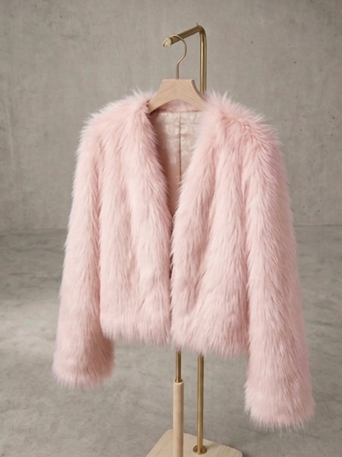 Blush Snowfall luxe Fur Jacket