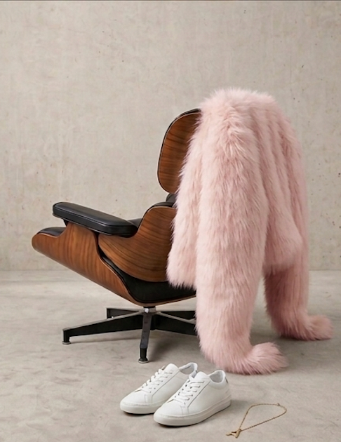 Blush Snowfall luxe Fur Jacket