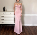 Blush Satin Draped Maxi Dress