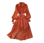 Vintage Polka Charm Belted Midi Dress