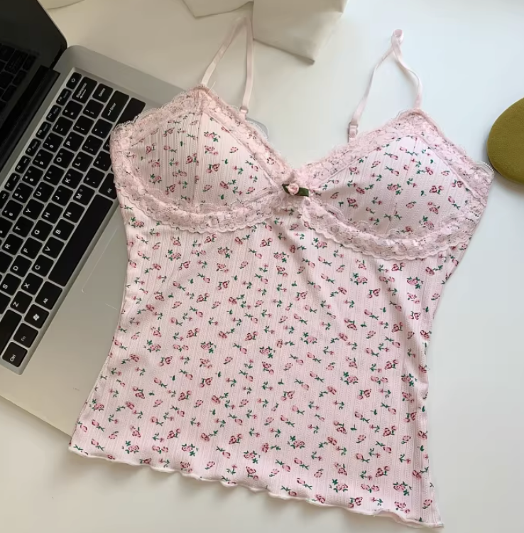 Vintage Lace Blossom Cotton Cami