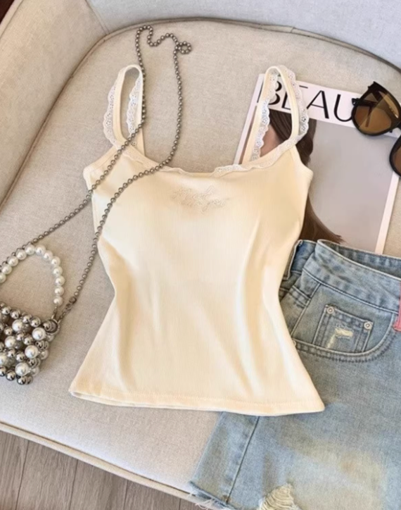 Off White Soft Lace Cami Top