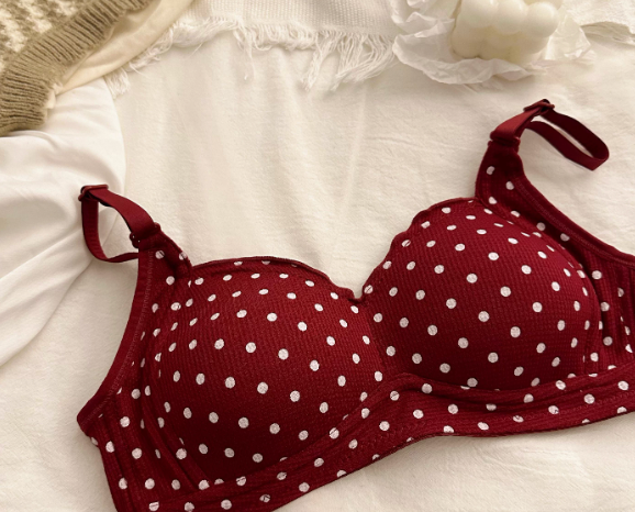Ruby Polka Charm Bra Set – Playful Satin Intimates