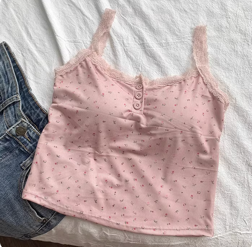 Blush Pink Soft Blossom Cotton Cami