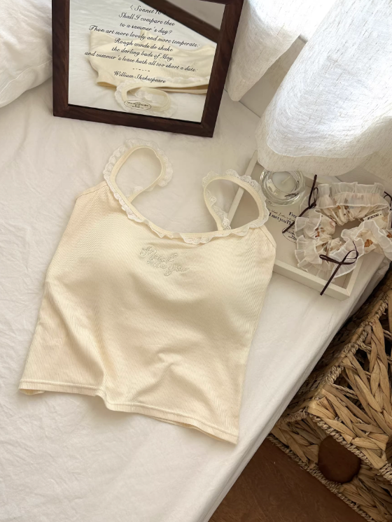 Off White Soft Lace Cami Top