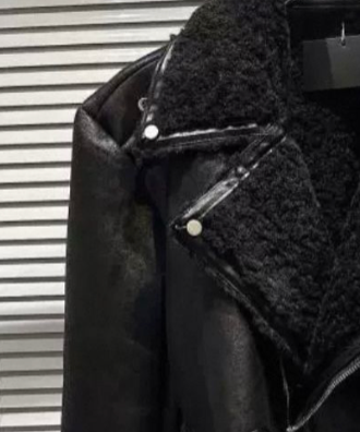 Noir Shearling Cropped Jacket