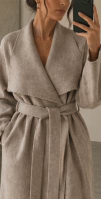 Khaki Longline Wrap Coat Cardigan (Tall Fit)