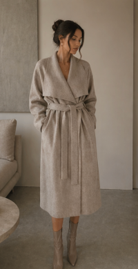 Khaki Longline Wrap Coat Cardigan (Tall Fit)