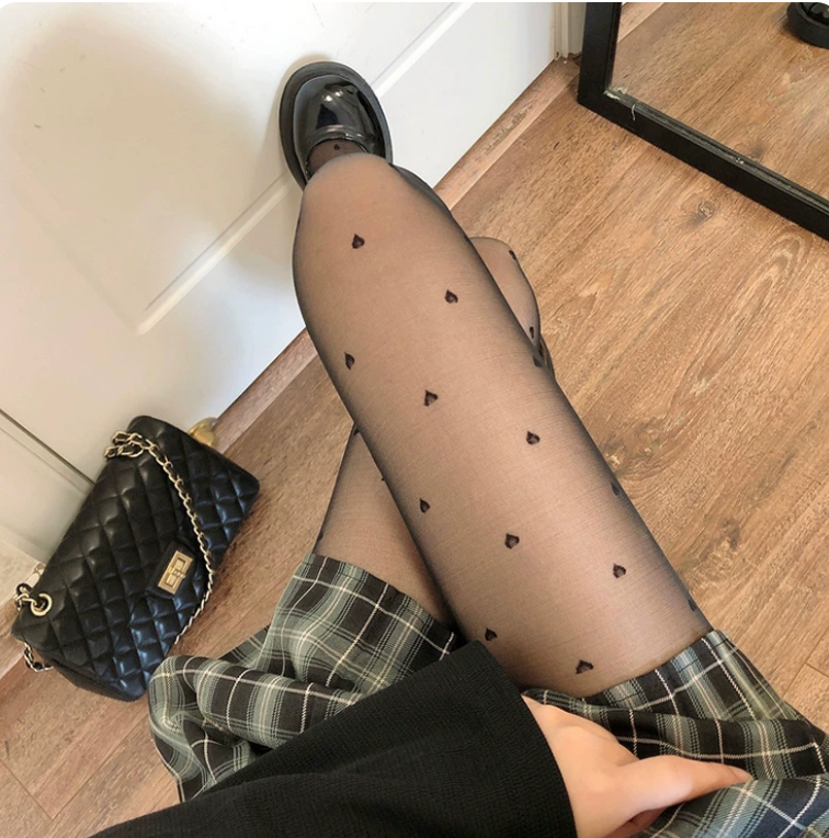 Romantic Sheer Heart Tights & Red-Bottom Pumps Stalkings
