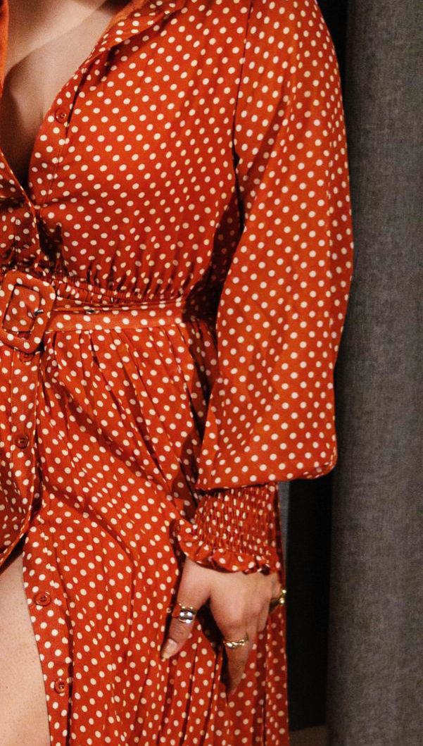 Vintage Polka Charm Belted Midi Dress