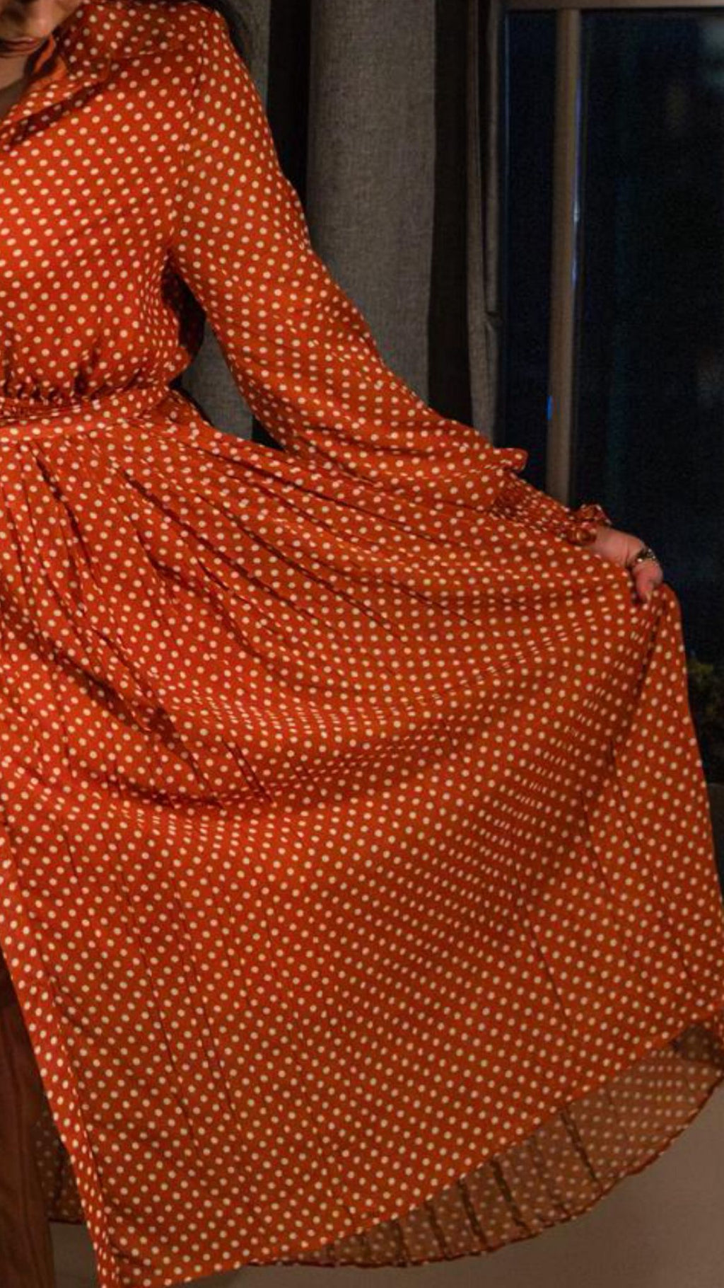 Vintage Polka Charm Belted Midi Dress
