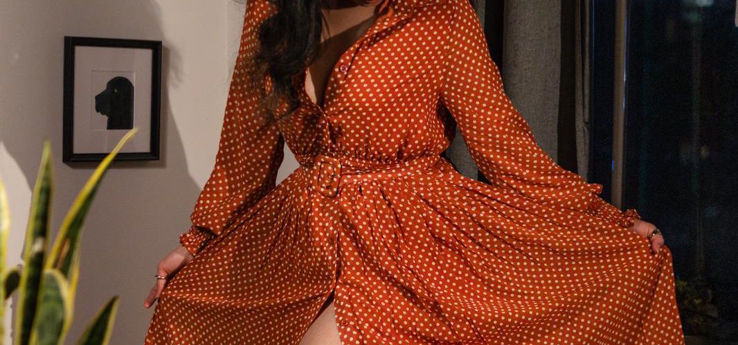 Vintage Polka Charm Belted Midi Dress
