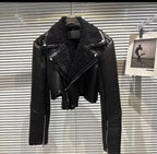 Noir Shearling Cropped Jacket