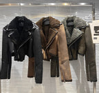 Noir Shearling Cropped Jacket