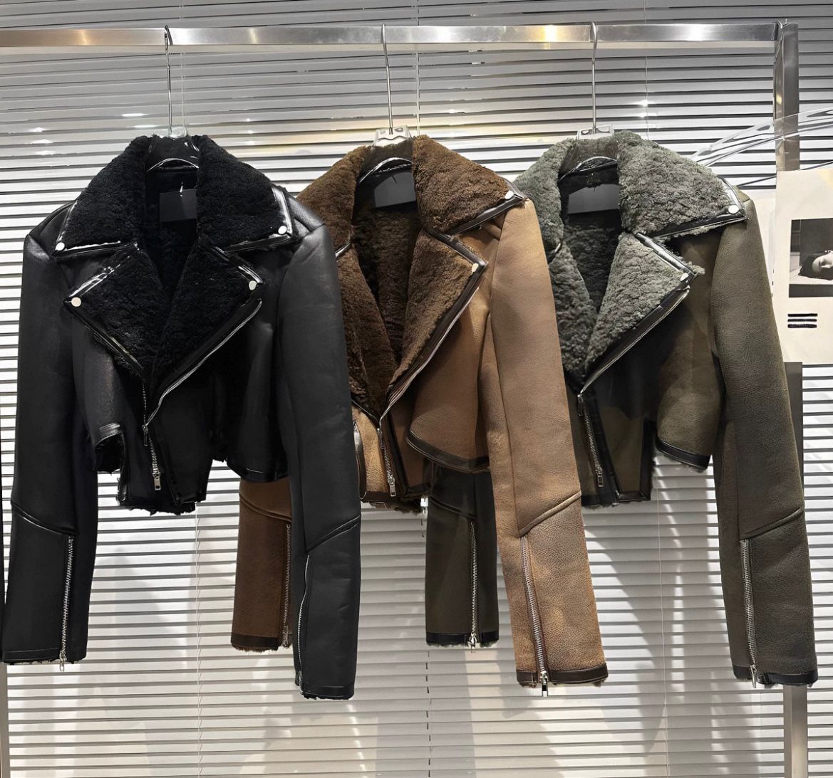 Noir Shearling Cropped Jacket