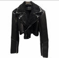 Noir Shearling Cropped Jacket
