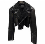Noir Shearling Cropped Jacket