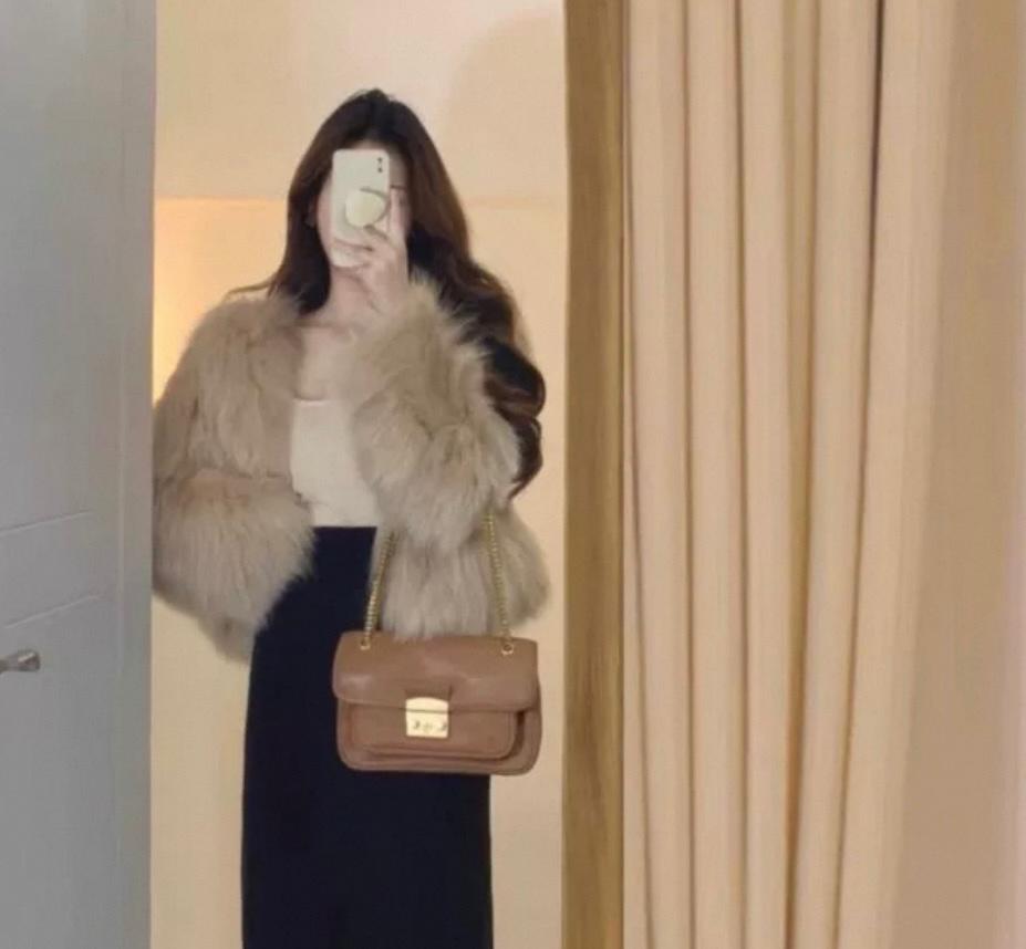 Khaki Snowfall Luxe Fur Jacket
